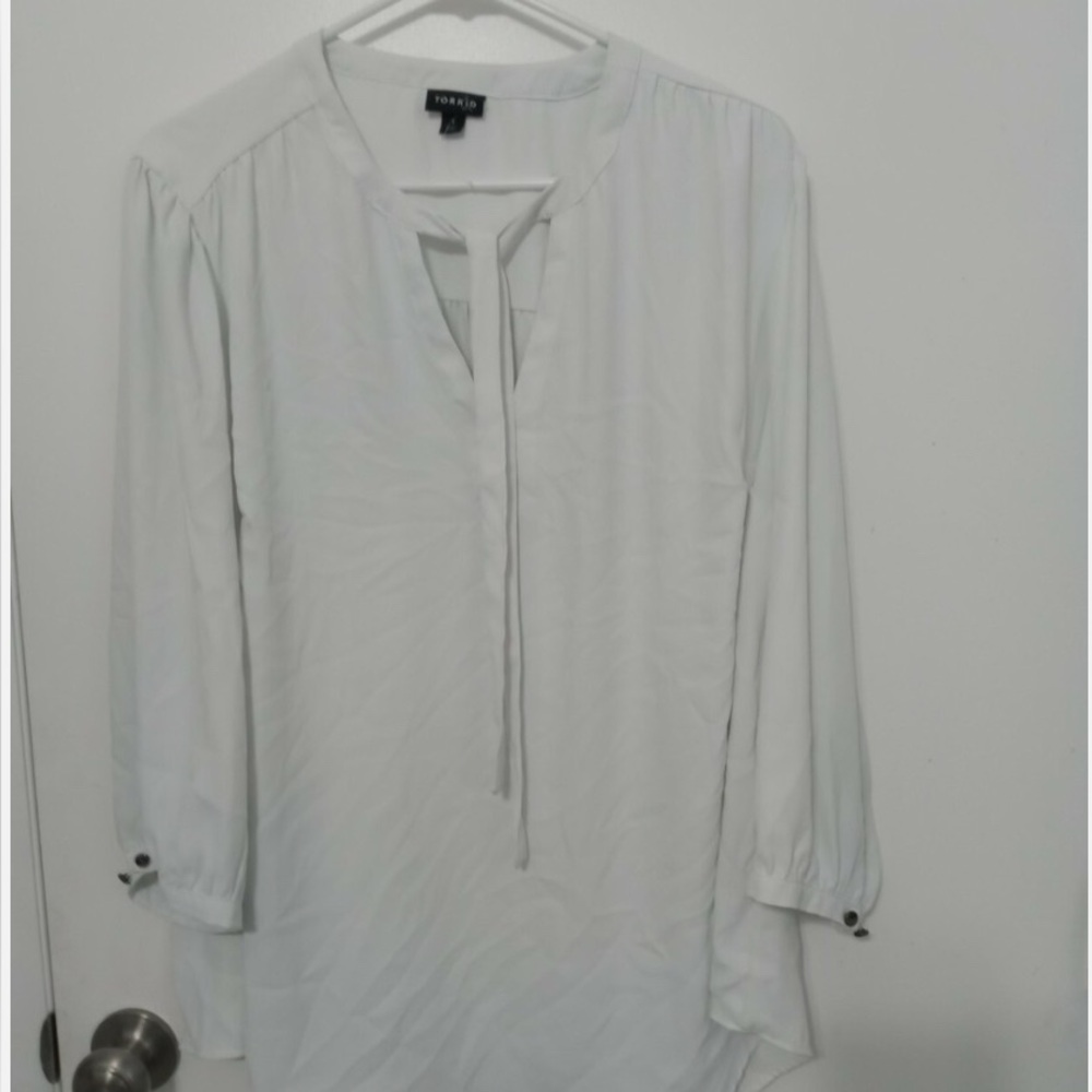 Torrid White Tie Front Blouse